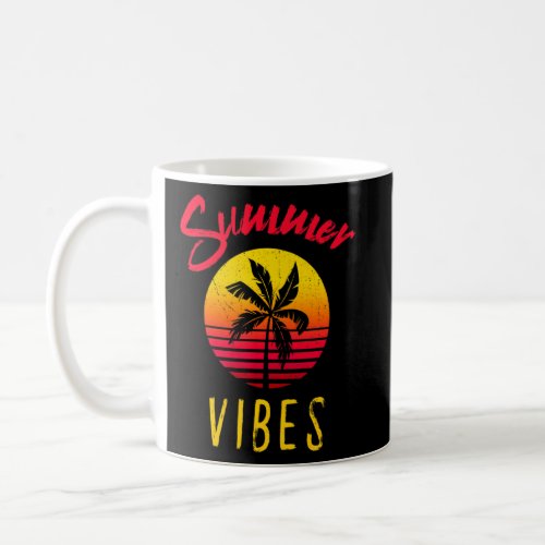 Summer Vibes Red Retro Sunset And Summer  Quote  Coffee Mug
