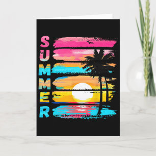 Summer Vibes Retro Beach Sunset Palm Tree Family T Card