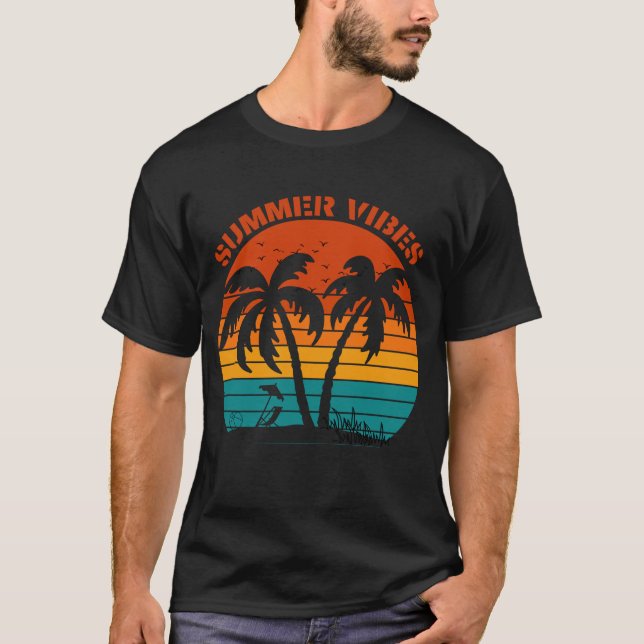 Summer Vibes Retro Beach  T-Shirt (Front)