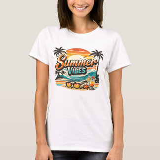 Summer Vibes Retro Beach Vintage Tropical Vacation T-Shirt