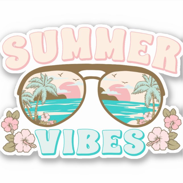 Summer Vibes Retro Boho Sticker (Front)