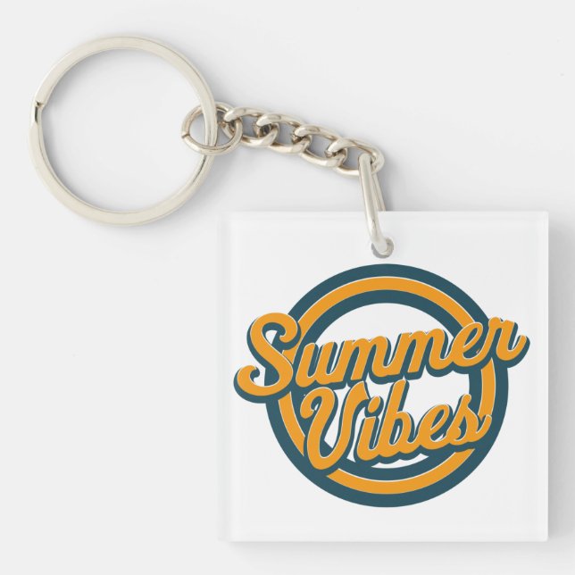 Summer vibes retro logo. keychain (Front)