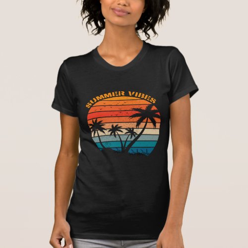 Summer Vibes Retro Sunset Beach  T_Shirt