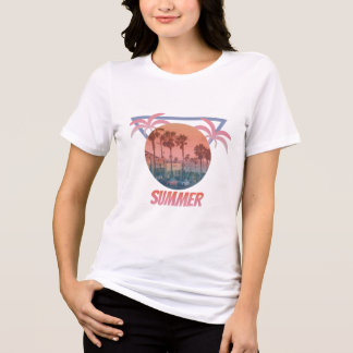 SUMMER VIBES – Retro Sunset Palm Tree T-Shirt Desi Tri-Blend Shirt