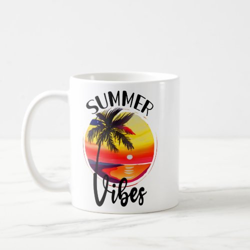 Summer Vibes Retro Tropical Sunset   Coffee Mug