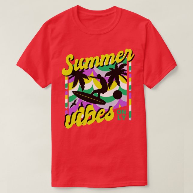 Summer Vibes Retro Vintage Holiday Art T-Shirt (Design Front)