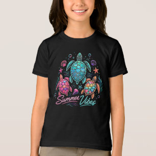 Summer Vibes Sea Turtle Neon Colorful Ocean Beach Tri-Blend Shirt