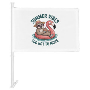 Summer Vibes Sloth Funny Lazy Float Car Flag