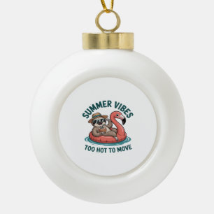 Summer Vibes Sloth Funny Lazy Float Ceramic Ball Christmas Ornament