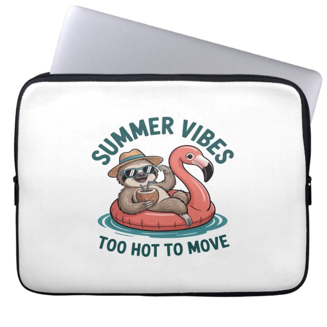Summer Vibes Sloth Funny Lazy Float Laptop Sleeve (Front)