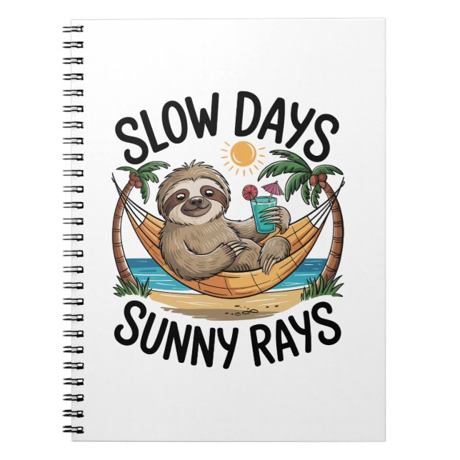 Summer Vibes Sloth Funny Lazy Float Notebook (Front)