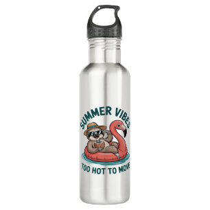 Summer Vibes Sloth Funny Lazy Float Stainless Steel Water Bottle