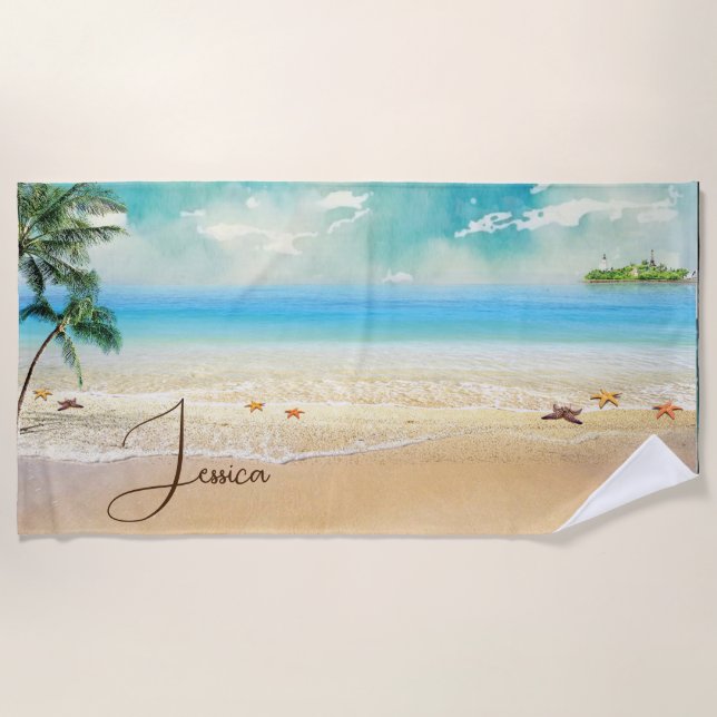 Summer Vibes | Summer Greenery  Beach Towel (Front)