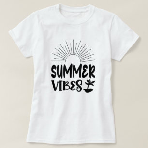 Summer Vibes Sun and Palm Tree Trendy T-Shirt