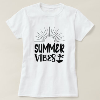 Summer Vibes Sun and Palm Tree Trendy T-Shirt