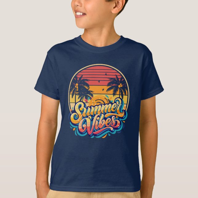Summer vibes sunset retro  T-Shirt (Front)
