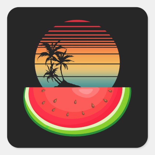 Summer Vibes Sunset Watermelon  Square Sticker (Front)