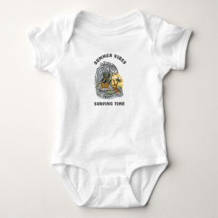 Summer vibes surfing time baby bodysuit