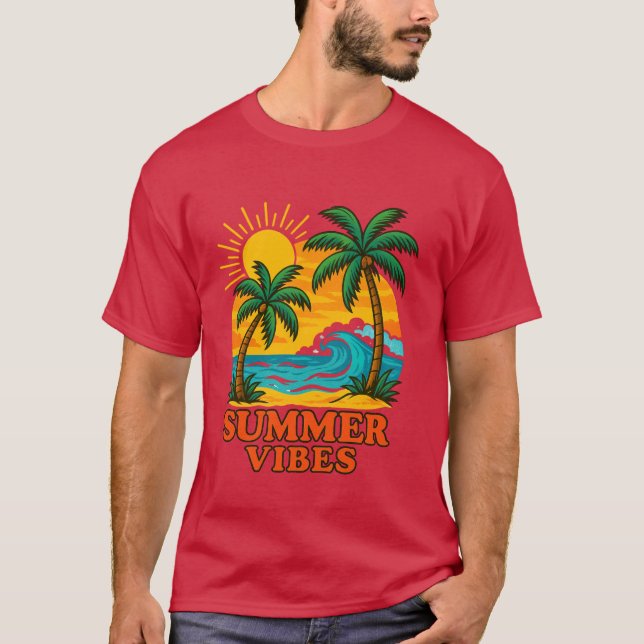 Summer Vibes T-Shirt For Sun, Wind and Beach Lover (Front)