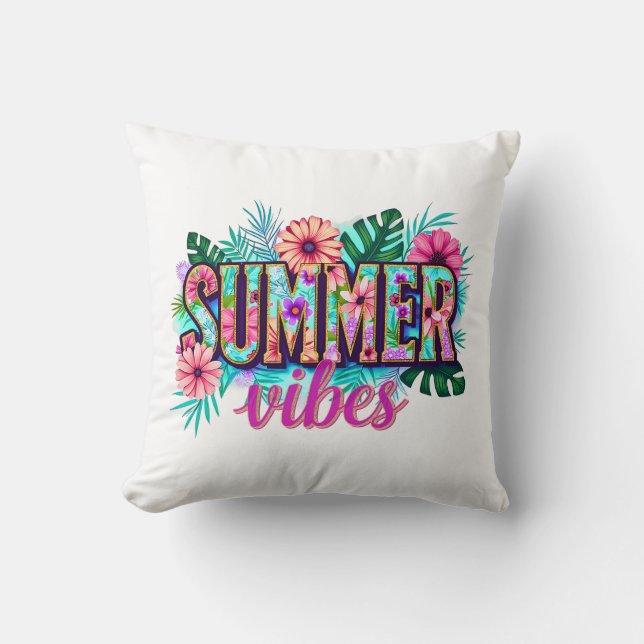Summer Vibes Throw Pillow (Front)