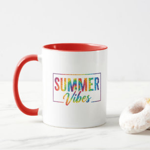 SUMMER Vibes Tie-Dye Rainbow Coffee Mug Bold