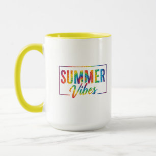 SUMMER Vibes Tie-Dye Rainbow Coffee Mug  Bold