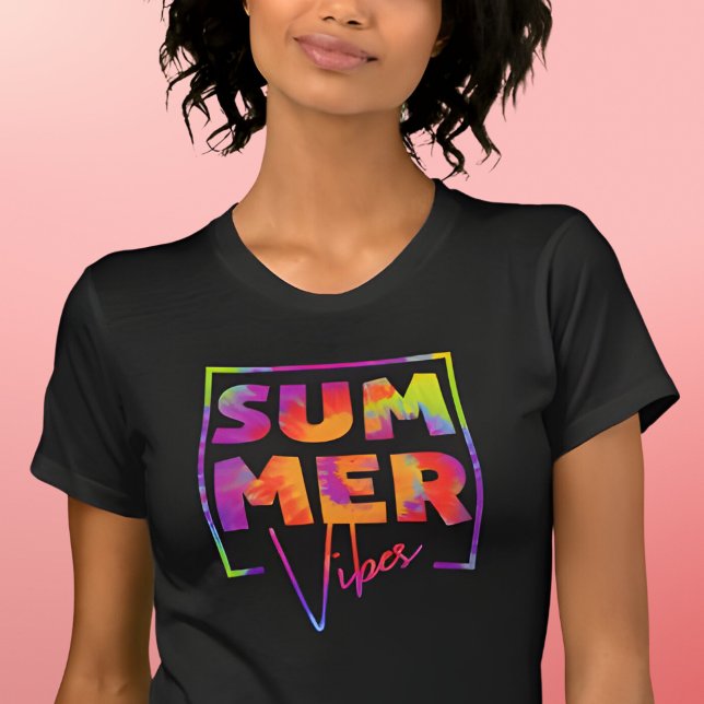 Summer Vibes Tie Dye Summer Vacation Funny Summer T-Shirt (Creator Uploaded)