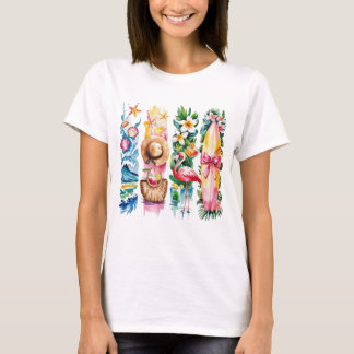 Summer Vibes Torn Collage – Retro Watercolor Beach T-Shirt