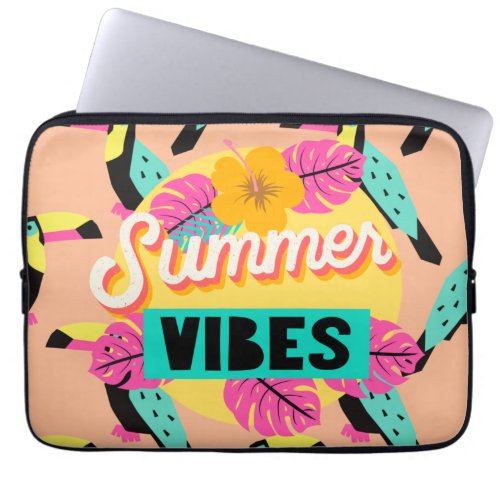 Summer Vibes Toucan Tropical Pattern Laptop Sleeve