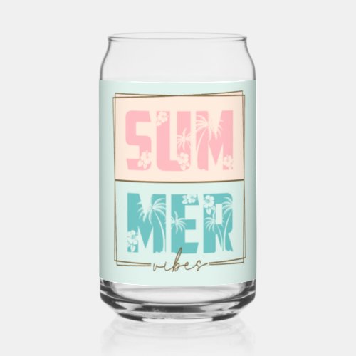 SUMMER Vibes Tropical Beach Life Can Glass