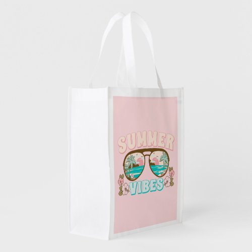 Summer Vibes Tropical Beach Life Grocery Bag