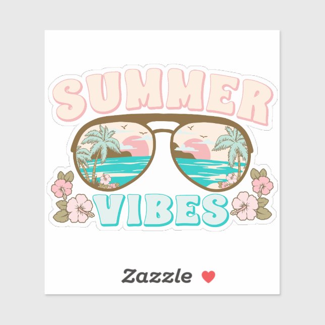 Summer Vibes Tropical Beach Sticker (Sheet)