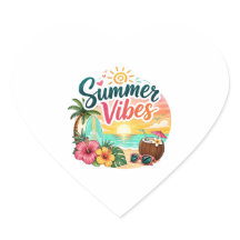 Summer Vibes Tropical Beach Sticker | Cute Sunset 