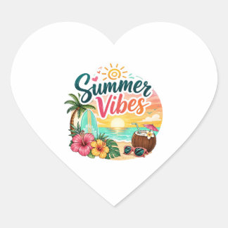 Summer Vibes Tropical Beach Sticker | Cute Sunset 