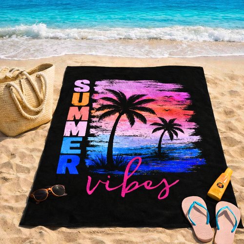 Summer Vibes Tropical  Beach Towel