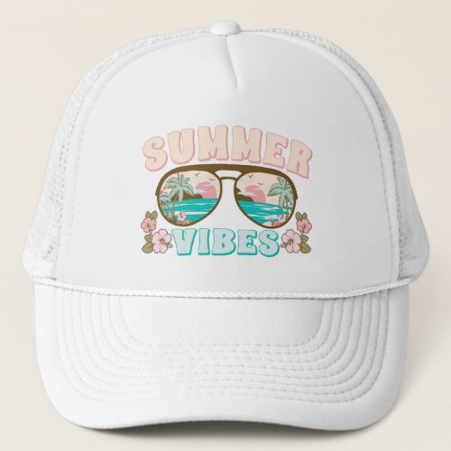 Summer Vibes Tropical Beach Trucker Hat