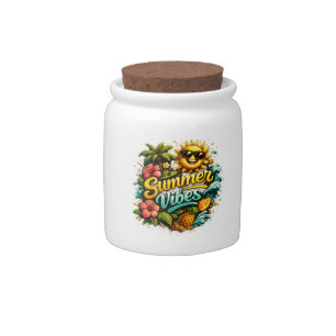 Summer Vibes Tropical Design Candy Jar