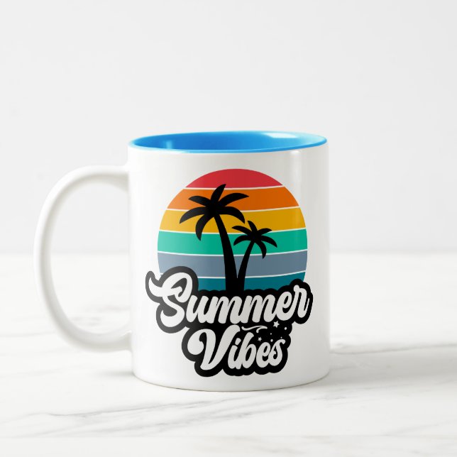 Summer Vibes Tropical Lake Scene-32922 Two-Tone Coffee Mug (Left)