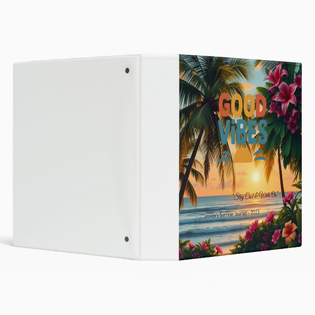 Summer Vibes Tropical Notebook  3 Ring Binder (Background)