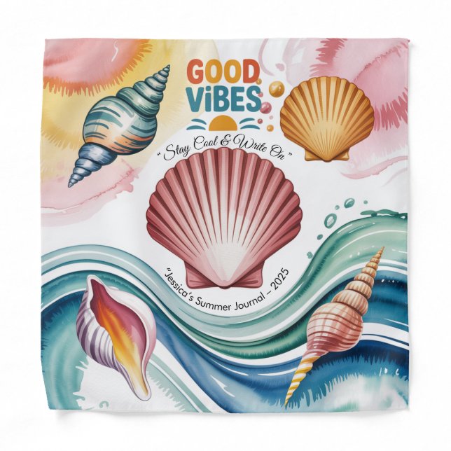 Summer Vibes Tropical Notebook  Bandana (Front)