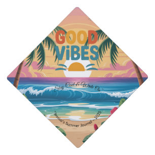 Summer Vibes Tropical Notebook  Graduation Cap Topper