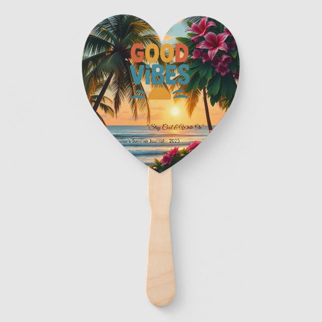 Summer Vibes Tropical Notebook  Hand Fan (Front)