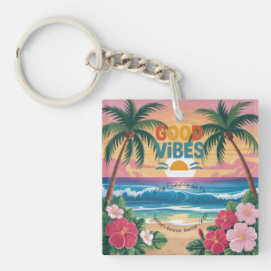 Summer Vibes Tropical Notebook Keychain