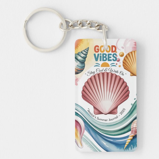 Summer Vibes Tropical Notebook  Keychain (Front)