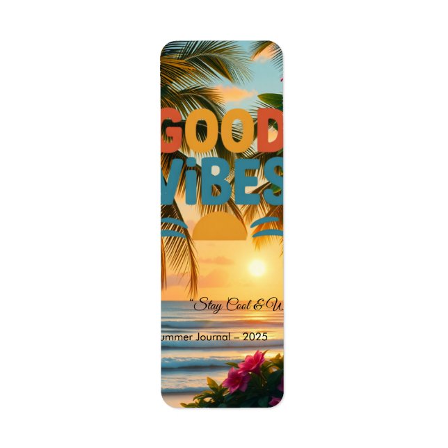 Summer Vibes Tropical Notebook  Label (Front)