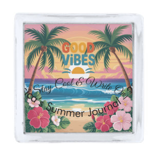 Summer Vibes Tropical Notebook  Silver Finish Lapel Pin