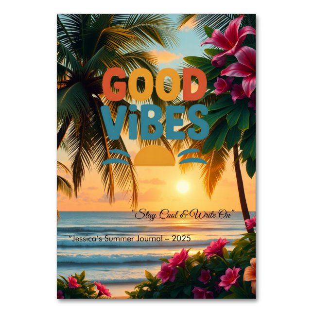 Summer Vibes Tropical Notebook  Table Number (Front)