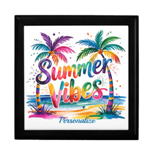 Summer Vibes Tropical Palm Tree Ocean Personalized Gift Box