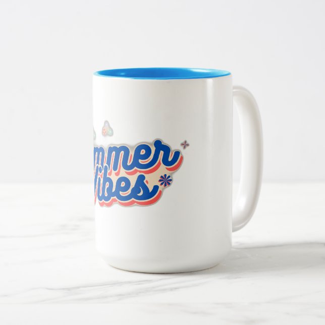 Summer Vibes Two-Tone Coffee Mug (Front Right)