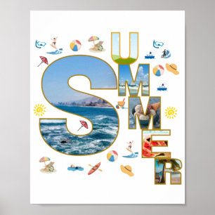 Summer Vibes Typography Collage Art Poster